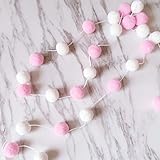 SZETOSY Pom Poms Girlanden - GOODCHANCEUK 2 x Filz Ball String 2M hängende Ornamente handgemachte Pom Pom Dekoration fürKinder Schlafzimmer Party Geburtstag weiß + Pink