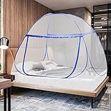AnJeey Moskitonetz Bett, Pop up Einzeltür Tragbare Moskitonetz Bett , Faltdesign mit Unterseite, Einfache Installation, Wirksam gegen Mückenstiche für Outdoor Camping Reisen Schlafzimmer, 100*190cm